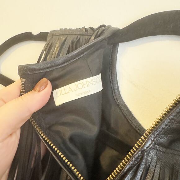 Ulla Johnson Leonie Black Leather Fringe Sleeveless Shell Top Size 2 / Small - Picture 4 of 8